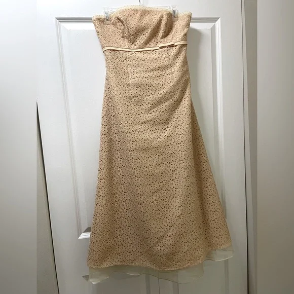 Vintage 1960 Beaded And Lace Strapless Formal Dress Gown Size 9/10 | Color: Cream | Size: M | Cyadora's Closet